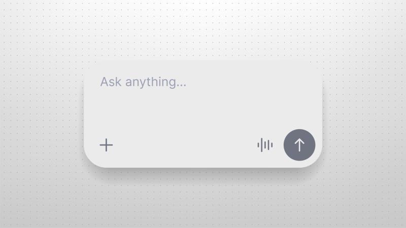 White AI chat box that says Ask anything.